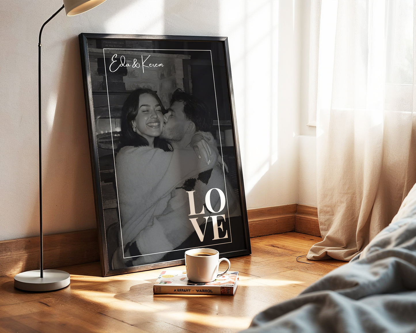 Kişiye Özel Poster – Fotoğraflı Modern LOVE Tasarımı – Baskılı & Çerçeveli Duvar Dekoru