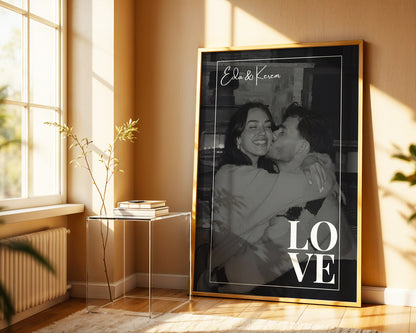 Kişiye Özel Poster – Fotoğraflı Modern LOVE Tasarımı – Baskılı & Çerçeveli Duvar Dekoru