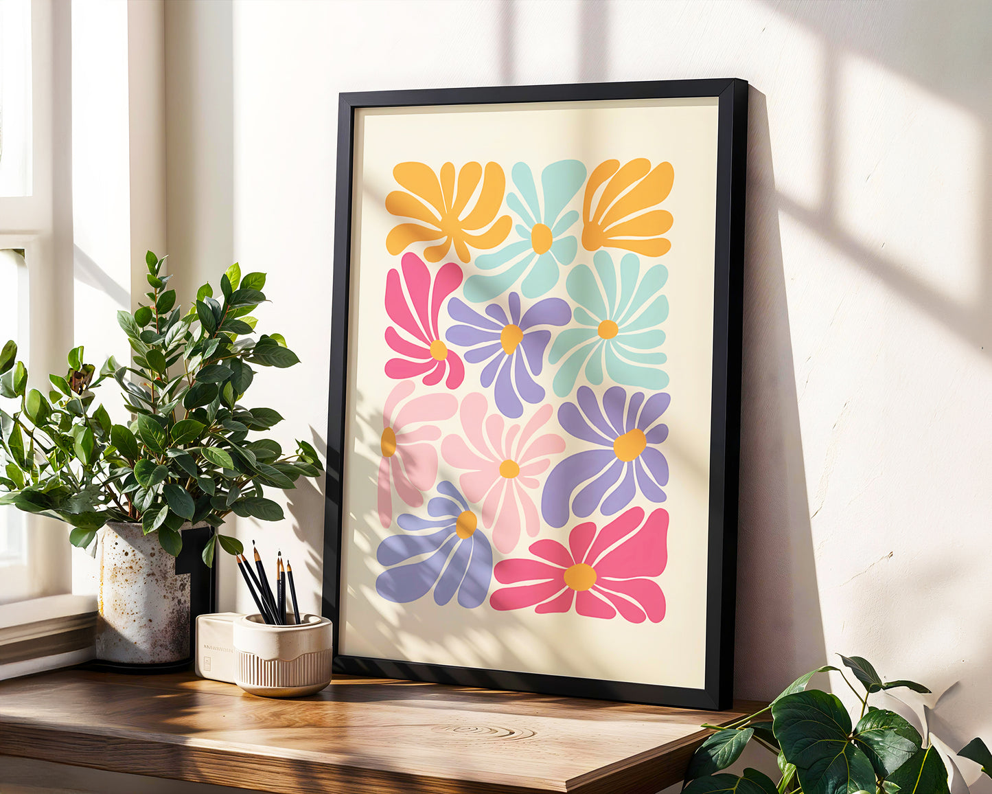 Estetik ''Pastel Flowers'' Posteri – Baskılı & Çerçeveli Duvar Dekoru