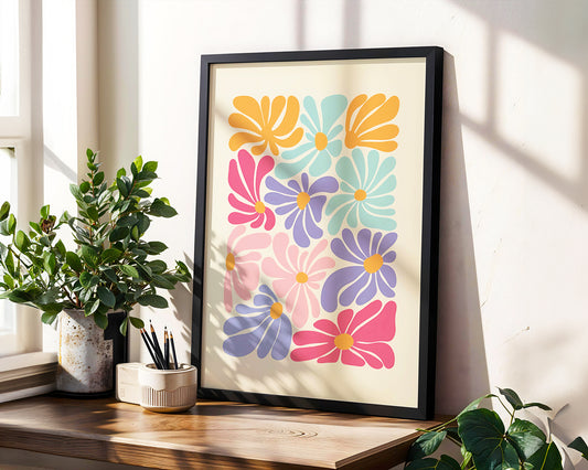 Estetik ''Pastel Flowers'' Posteri – Baskılı & Çerçeveli Duvar Dekoru
