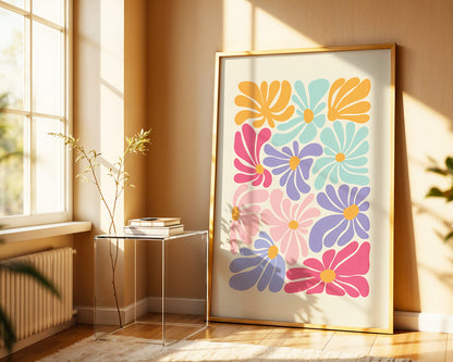 Estetik ''Pastel Flowers'' Posteri – Baskılı & Çerçeveli Duvar Dekoru