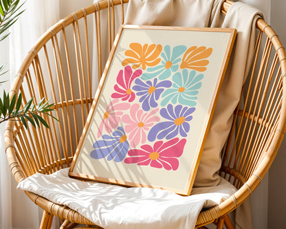 Estetik ''Pastel Flowers'' Posteri – Baskılı & Çerçeveli Duvar Dekoru
