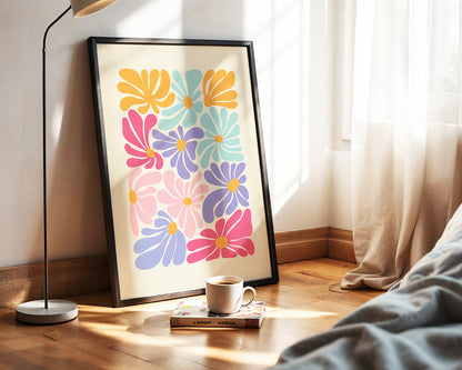 Estetik ''Pastel Flowers'' Posteri – Baskılı & Çerçeveli Duvar Dekoru