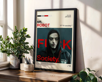 ''Mr. Robot'' Posteri – Sinema/Dizi Temalı Baskılı & Çerçeveli Duvar Dekoru