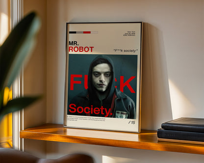 ''Mr. Robot'' Posteri – Sinema/Dizi Temalı Baskılı & Çerçeveli Duvar Dekoru
