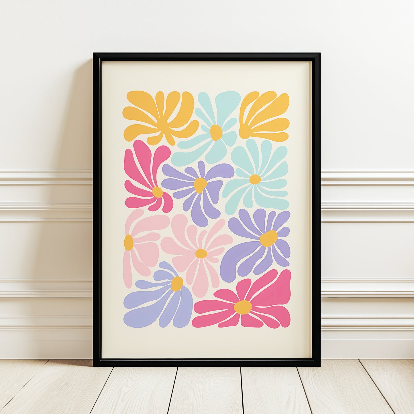 Estetik ''Pastel Flowers'' Posteri – Baskılı & Çerçeveli Duvar Dekoru