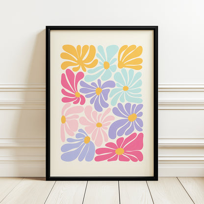 Estetik ''Pastel Flowers'' Posteri – Baskılı & Çerçeveli Duvar Dekoru